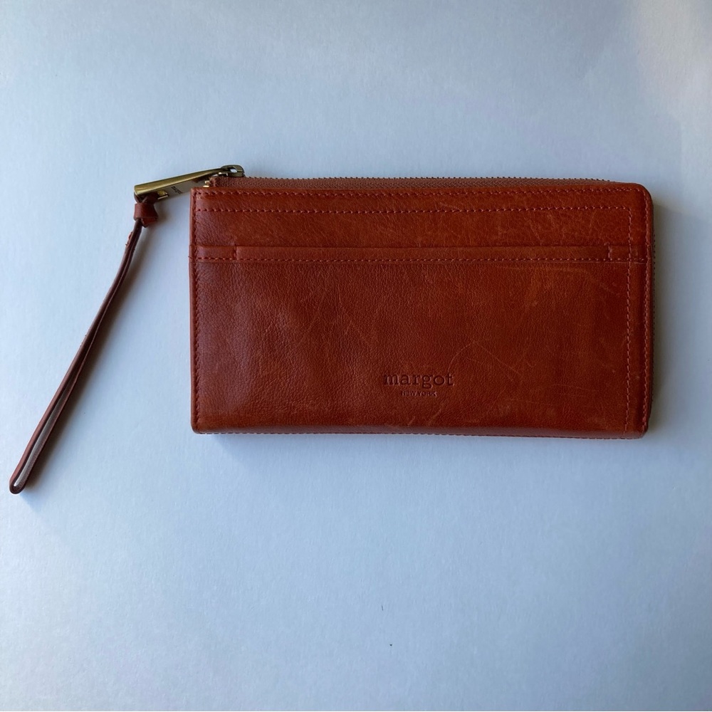 Margot Cognac Leather Wallet Wristlet